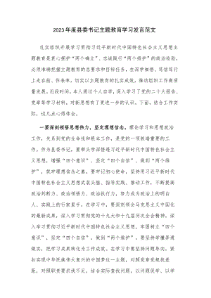 2023年度县委书记主题教育学习发言范文.docx
