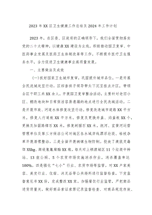 2023年XX区卫生健康工作总结及2024年工作计划.docx