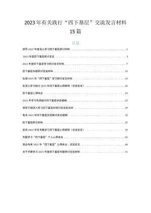 2023年有关践行“四下基层”交流发言材料15篇.docx