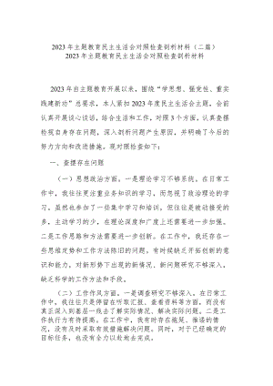 2023年主题教育民主生活会对照检查剖析材料(二篇).docx
