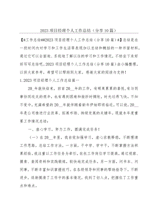 2023项目经理个人工作总结（分享10篇）.docx
