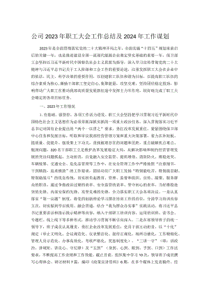 公司2023年职工大会工作总结及2024年工作谋划.docx