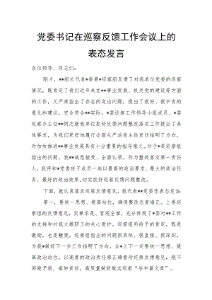 党委书记在巡察反馈工作会议上的表态发言.docx