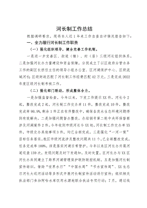 某河长2023年履行河长制工作总结.docx