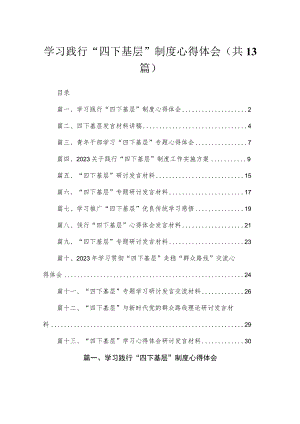 学习践行“四下基层”制度心得体会13篇供参考.docx