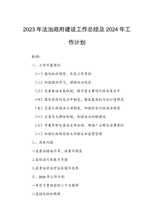 2023年法治政府建设工作总结及2024年工作计划.docx