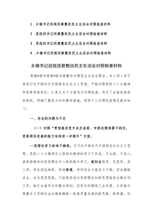 书记巡视巡察整改民主生活会对照检查材料参考范文4篇.docx