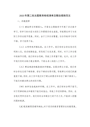 2023年第二批主题教育检视清单及整改措施范文.docx