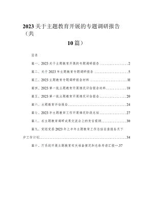 关于专题开展的专题调研报告(精选10篇).docx