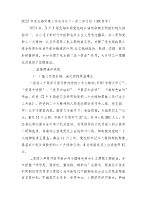 2023年党支部党建工作总结及下一步工作计划.docx