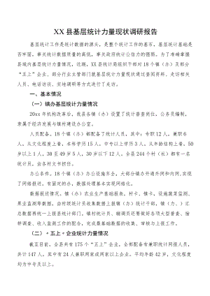 XX县基层统计力量现状调研报告.docx