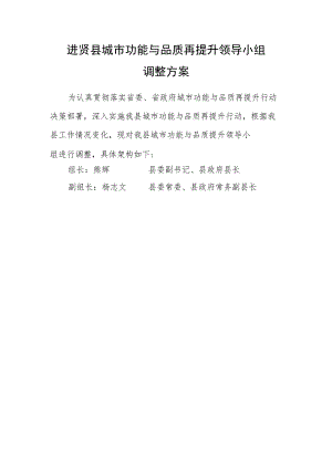 进贤县城市功能与品质再提升领导小组调整方案.docx