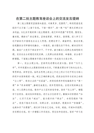 在第二批主题教育座谈会上的交流发言提纲.docx