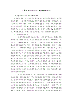 党史教育组织生活会对照检查材料.docx