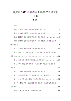 党支部专题教育开展情况总结汇报（共13篇）.docx