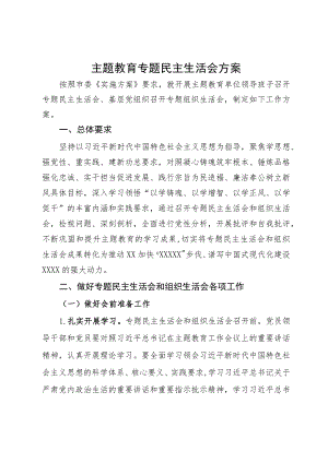 2023年主题教育专题民主生活会方案.docx