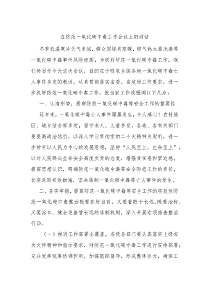 在防范一氧化碳中毒工作会议上的讲话.docx
