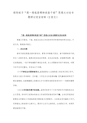 领导班子“想一想我是哪种类型干部”思想大讨论专题研讨发言材料（2份文）.docx