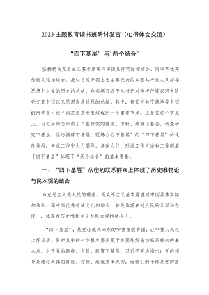 2023主题教育读书班研讨发言（心得体会交流）范文4篇.docx
