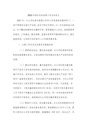 2023年国企纪检监察工作总结范文.docx