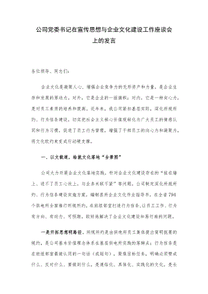 公司党委书记在宣传思想与企业文化建设工作座谈会上的发言.docx