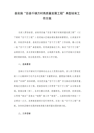 县实施“百县千镇万村高质量发展工程”典型培育工作方案.docx