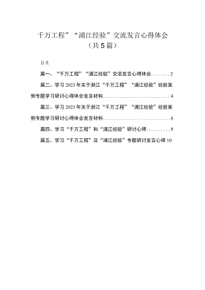 “千万工程”“浦江经验”交流发言心得体会（共5篇）.docx