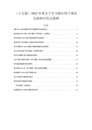 （十五篇）2023年度关于学习践行四下基层交流研讨发言提纲.docx
