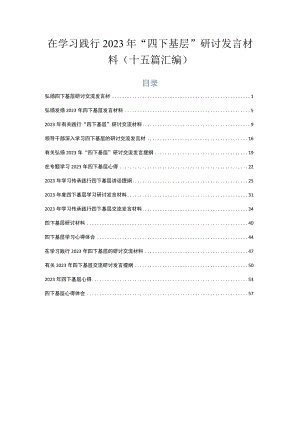 在学习践行2023年“四下基层”研讨发言材料（十五篇汇编）.docx