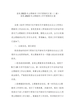医院2023年主题教育工作开展情况汇报(二篇).docx