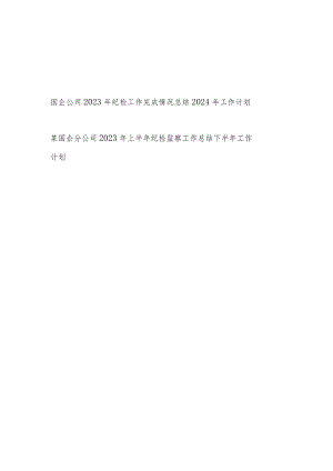 国企公司2023年纪检工作完成情况总结2024年工作计划.docx