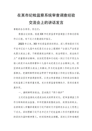在某市纪检监察系统审查调查经验交流会上的讲话发言.docx