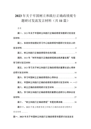2023年关于牢固树立和践行正确政绩观专题研讨发流发言材料（共11篇）.docx