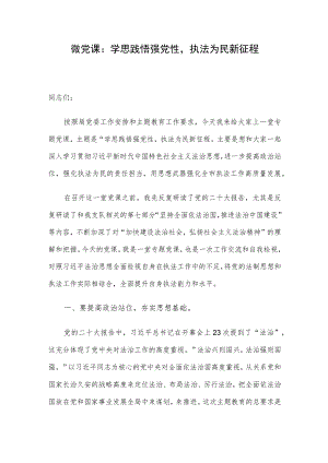 微党课：学思践悟强党性执法为民新征程.docx