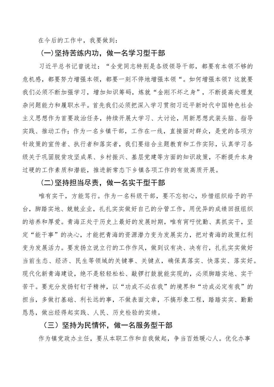 （8篇）在学习贯彻2023年度我是哪种类型干部发言材料及心得感悟.docx_第2页