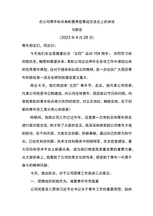 在公司青年标兵表彰暨典型事迹交流会上的讲话.docx