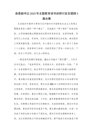 县委副书记2023年主题教育读书班研讨发言提纲3篇合集.docx