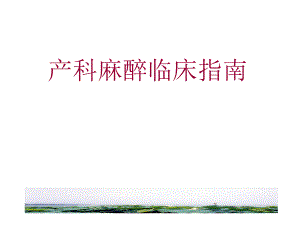 产科麻醉临床指南..ppt
