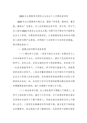 2023年主题教育专题民主生活会个人对照检查材料.docx
