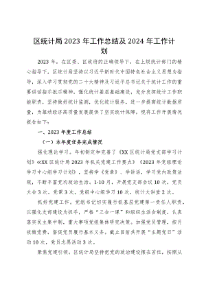 区统计局2023年工作总结及2024年工作计划.docx