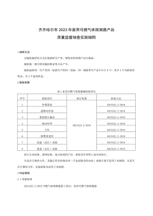 齐齐哈尔市2023年家用可燃气体探测器产品质量监督抽查实施细则.docx