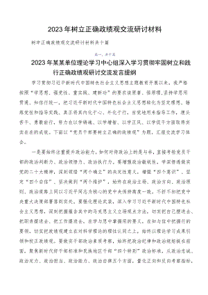 2023年树立正确政绩观交流研讨材料.docx