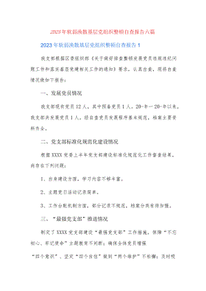 2023年软弱涣散基层党组织整顿自查报告六篇.docx