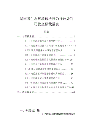 湖南省生态环境违法行为行政处罚罚款金额裁量表.docx