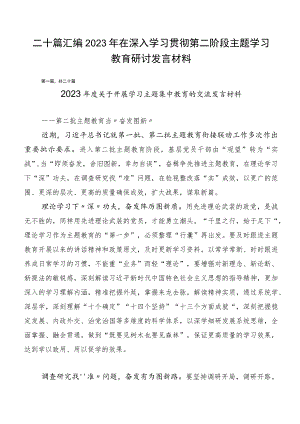 二十篇汇编2023年在深入学习贯彻第二阶段主题学习教育研讨发言材料.docx