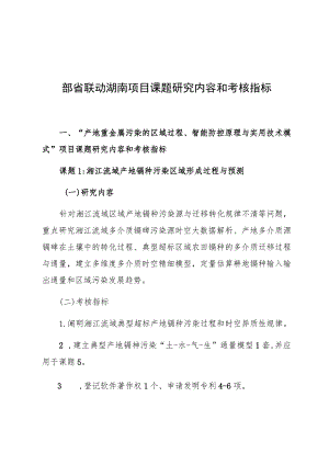 部省联动湖南项目课题研究内容和考核指标.docx