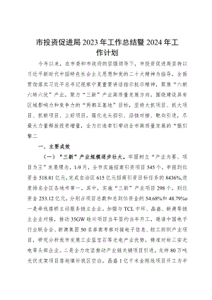 市投资促进局2023年工作总结暨2024年工作计划.docx
