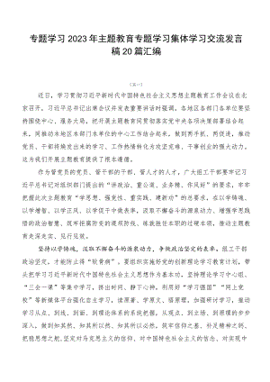 专题学习2023年主题教育专题学习集体学习交流发言稿20篇汇编.docx