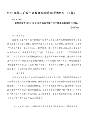 2023年第二阶段主题教育专题学习研讨发言（20篇）.docx