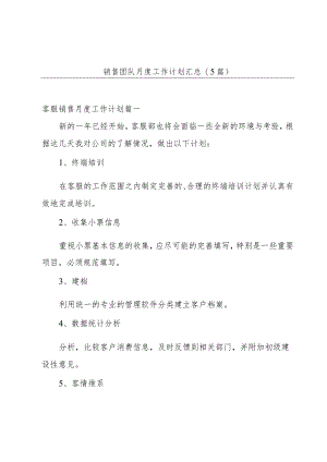 销售团队月度工作计划汇总(5篇).docx